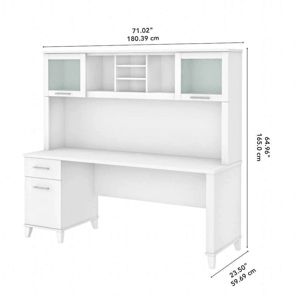 Somerset 72W Office Desk with Drawers and Hutch - Engineered Wood