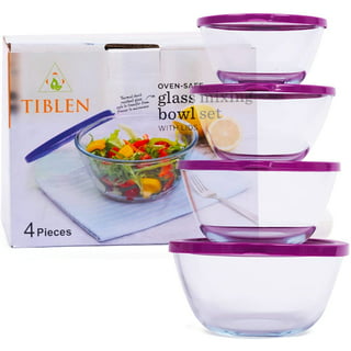 KOMUEE 14 Pieces Glass Mixing Bowls with Lids Set,Glass Salad bowls Nesting  Glass Storage Bowl for Kitchen, Baking,Microware,Freeze and Dishwasher
