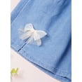 thumbnail image 6 of Haitryli Girls Embroidered Floral And Bow Denim Shorts Split Hem Pants For Casual Vacation Beach Toursers Bowknot 150/28, 6 of 7