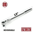 thumbnail image 2 of Powerbuilt 1/2 Inch Drive 72 Tooth Pro Tech 13 Inch Long Reach Flex Head Ratchet with Contour Handle - 649954, 2 of 7