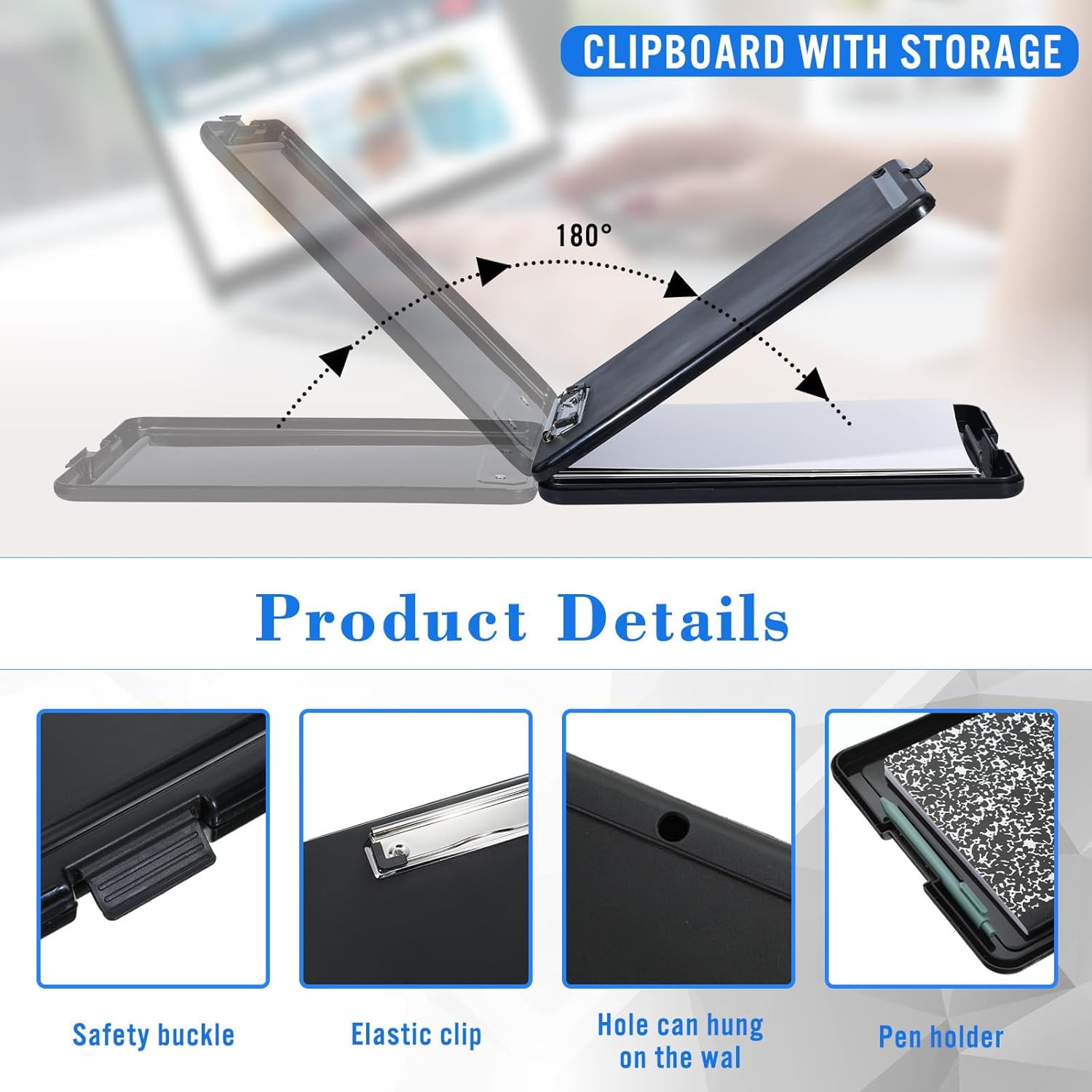 12 Pcs Plastic Clipboard with Storage Heavy Duty Portable Writing Boards for 150 Sheet A4 Paper with Pen Holder Large Capacity Clipboards for Nurse Teacher Student Classroom Office (Deep Color)