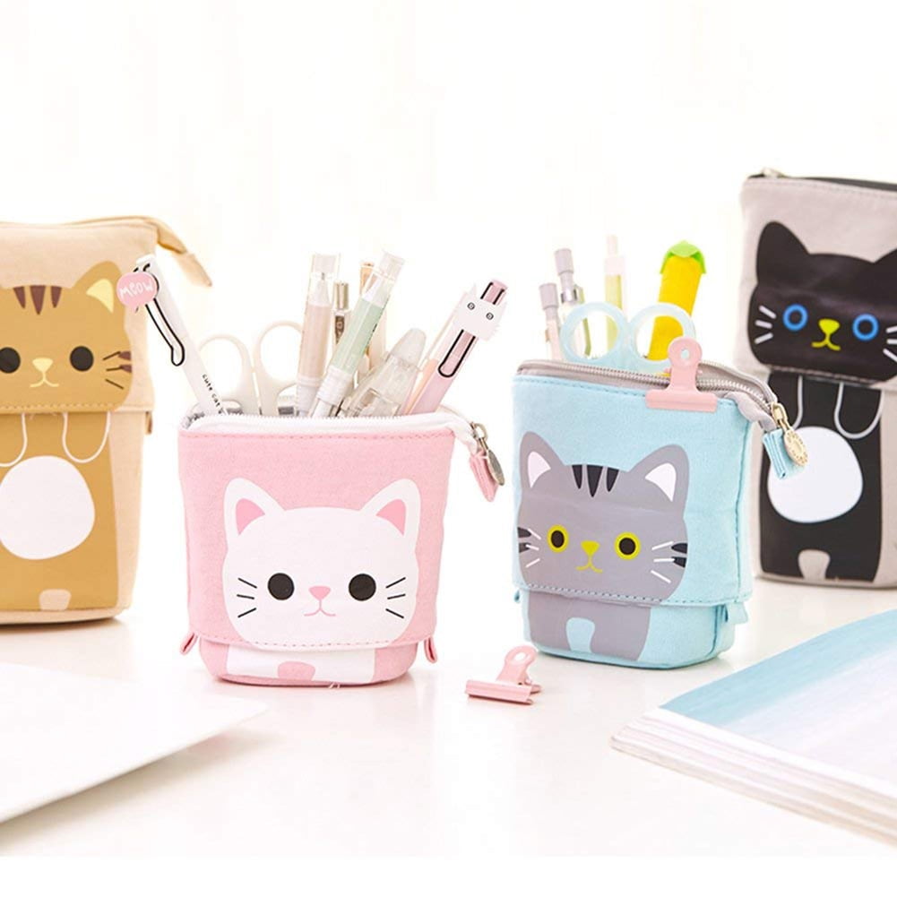 Flexible Cat Pencil Case Fabric Cute Box Bags Gift School Stationery Supplies