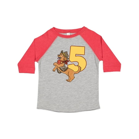 

Inktastic 5th Birthday Cute Sheriff Doggy Gift Toddler Boy or Toddler Girl T-Shirt