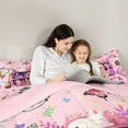 thumbnail image 2 of Manfei Girly Pink Cartoon Bedding Comforter Set, Modern Rock Music Twin Comforter Sets, Kawaii Princess Style Reversible Bedding Set, Lightweight Room Decor, 2pcs, 2 of 8