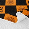 thumbnail image 5 of Homewish Halloween Grid Quilt King, Retro Spider Web Pumpkin King Coverlet Set, Orange Black, 3 Pieces 1 Bedspread and 2 Pillowcases, 5 of 7