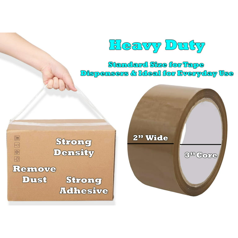 2 55 yds Brown Heavy Duty Packaging Tape 6PK Brown Transparent All-Purpose  Glossy Material for Office, School and Home Carton Sealing Tape for