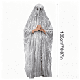 thumbnail image 4 of Halloween Unisex Sequin Ghost Cloak with Eye Holes Flowy Sparkly Full Body Cape Scary Funny Cosplay Costumes, 4 of 9