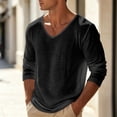 thumbnail image 6 of Mens Long Sleeve Shirt Lightweight Casual V-Neck Cotton Pullover Solid Color Tee Classic Long Sleeve Shirts for Men, 6 of 6