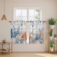 thumbnail image 2 of Blue Coastal Kitchen Curtains 45 Inch Length, Summer Beach Starfish Weeping Eucalyptus Wooden Tiers Curtains for Bathroom Bedroom Cafe, Light Filtering Window Treatment Drapes 2 Panels 42"Wx45"L, 2 of 8
