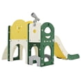 thumbnail image 7 of 7 in 1 Toddler Outdoor Playset, Kids Toddler Playground Slide Playset with Slide, Arch Tunnel, Toss Game, and Basketball Hoop for Toddler Boys Girls, Yellow+Green, 7 of 7