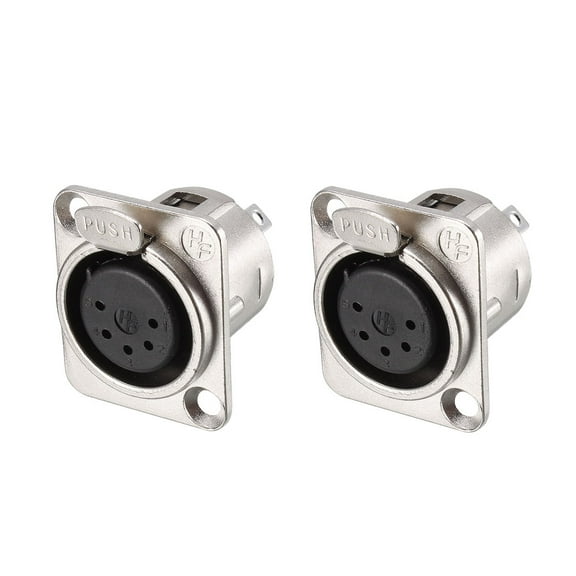 Uxcell 5-Pin XLR Female Jack Panel Mount For Microphone Connector Adapter Silver Tone 2Pcs YL3079