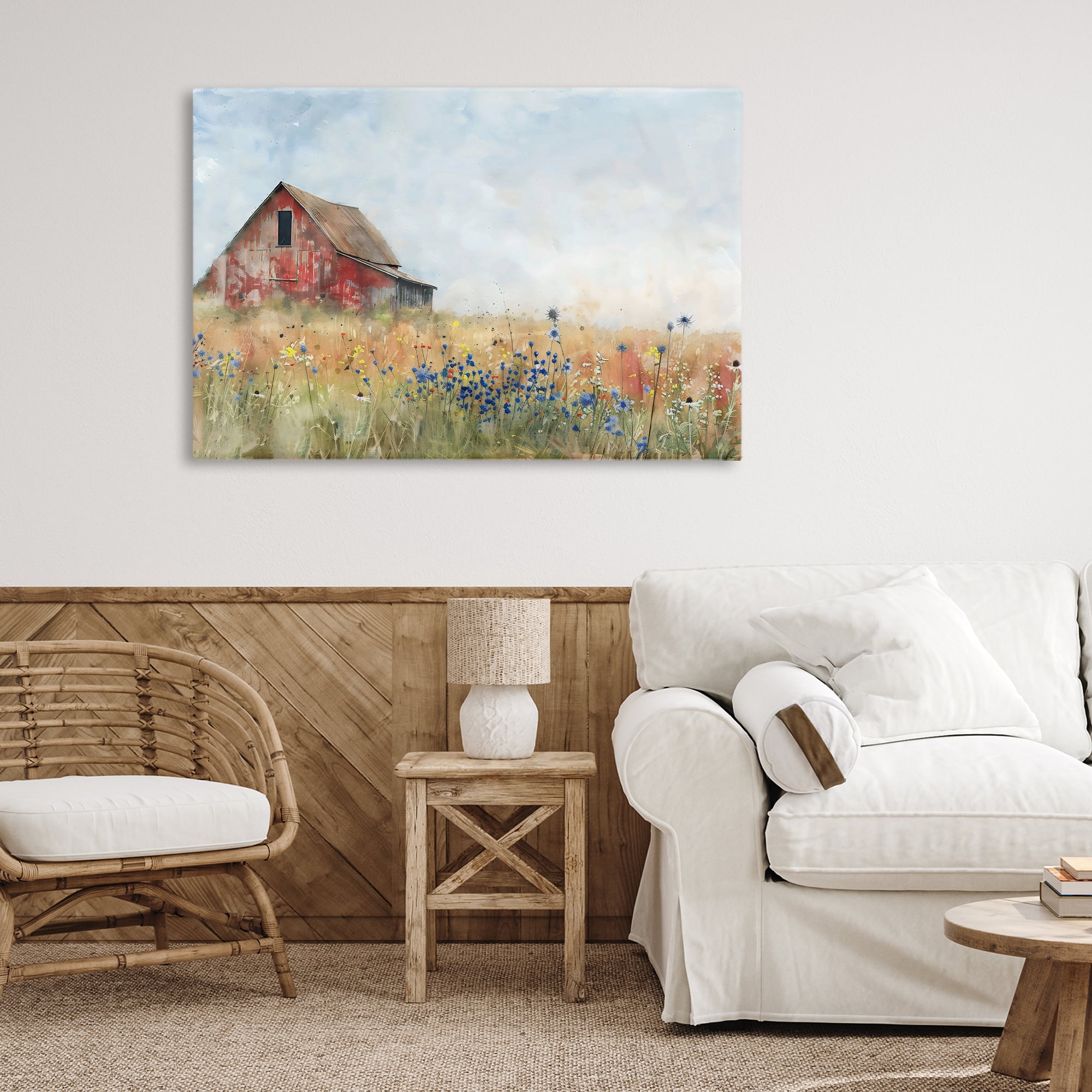 Stupell Industries Rustic Barn in Colorful Meadow Canvas Wall Art, design by Creative Studio