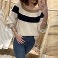 thumbnail image 4 of Vedolay Fall Sweaters for Women 2023 Womens 2023 Fashion V Neck Collared Sweaters Casual Loose Lantern Long Sleeve Tops,White XL, 4 of 4