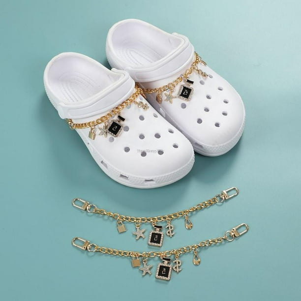 2022 DIY Croc Charms mujeres diseñador zapatos encantos diamante Metal cadenas decoración de zapatos desmontable para reutilizar zapatillas accesorios ESPAÑA Gao Jinjia LED