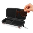 thumbnail image 2 of WIRESTER Double Eyeglasses Case, Hard Shell Dual Glasses Holder with Zipper & Keychain Clip - Baseball, 2 of 6