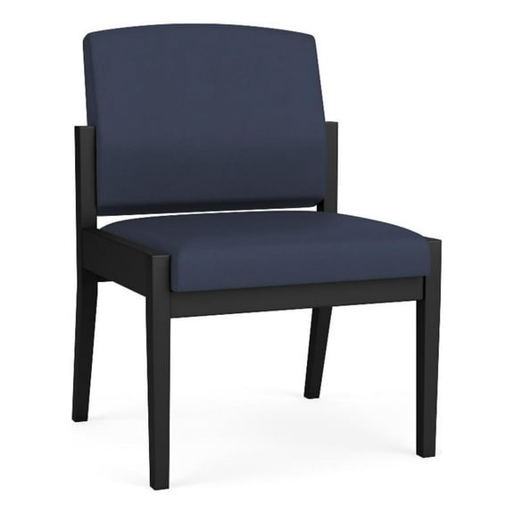Amherst Steel Reception Waiting Armless Guest Chair / Black Steel / Blue