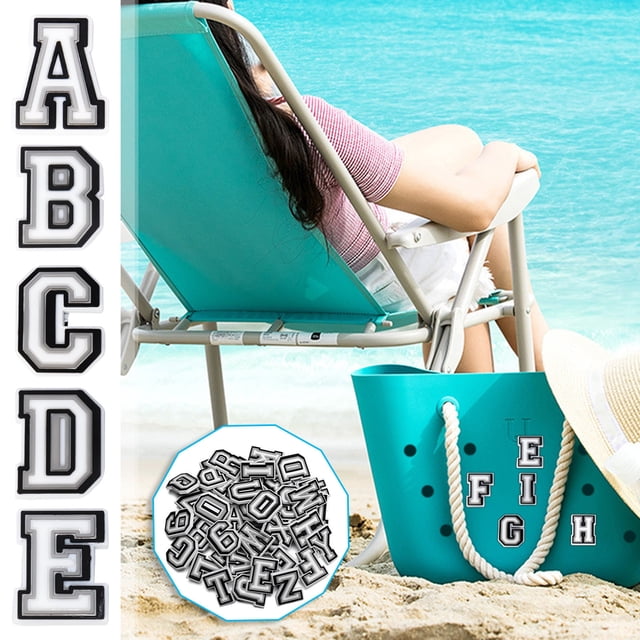 Fiudx Juego de Colgantes para Bolso de Playa, 26 Letras Del Alfabeto, Decoración Divertida de Pvc, Diseño Personalizable, Estilo "Hazlo Tú Mismo", Regalo de Cumpleaños, Recuerdo de Fiesta, Fácil Inst