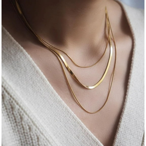 Waterproof Gold Necklace Layered Necklaces For Women Non Tarnish,18K Gold Plated Stainless Steel Dainty Stack Thin Chain Necklace Set For Women Gifts Jewelry[o1746]