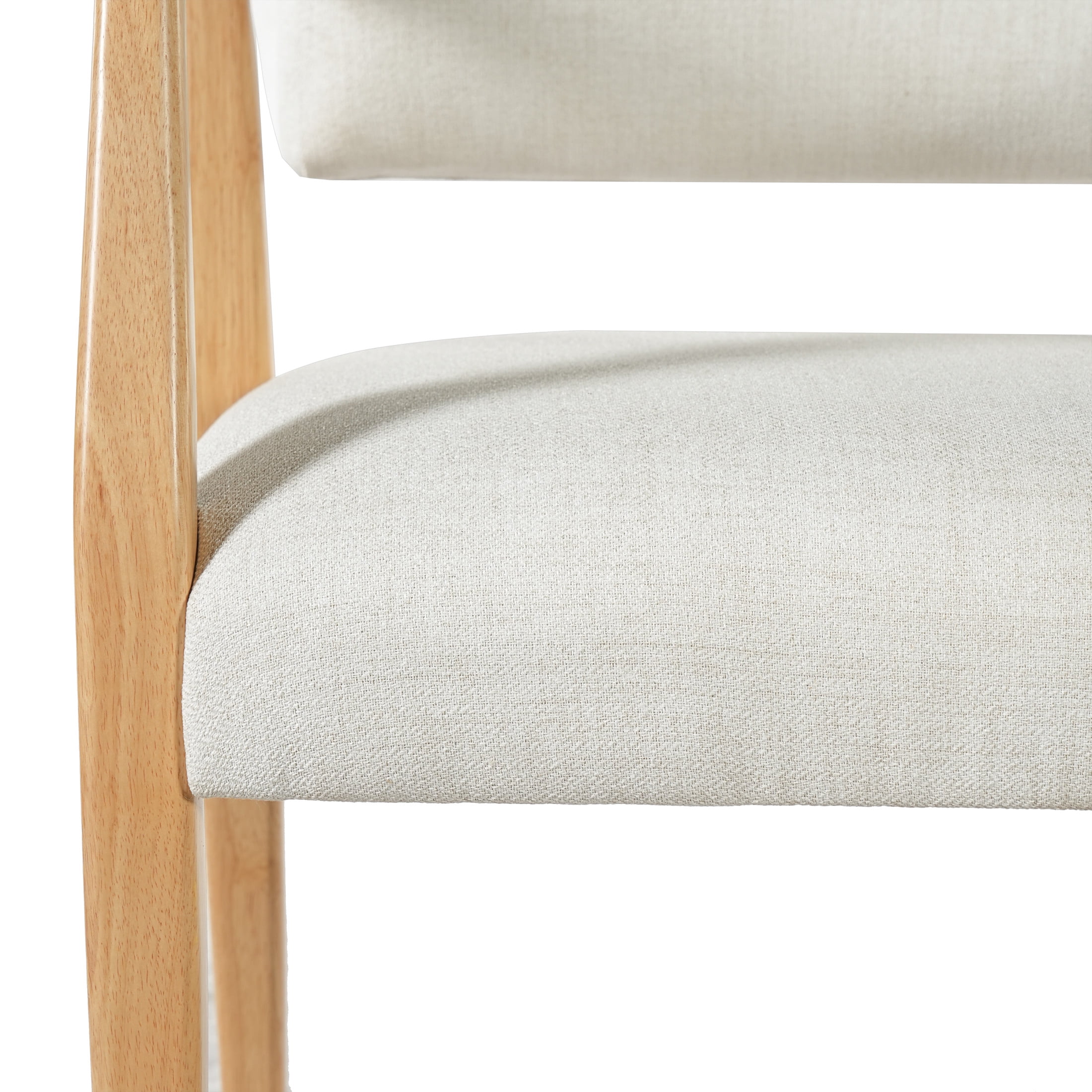 Christopher Knight Home Mid-Century Upholstered Dining Chairs, Wood Frame, Natural+Beige, Set of 2
