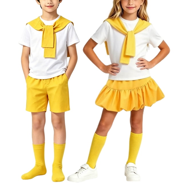 Odeerbi Niñas 4 Piezas Preppy Traje Manga Corta Camiseta + Falda Plisada En Capas + Chal + Calcetines Escenario Conjunto de Rendimiento