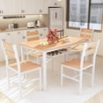 thumbnail image 3 of Cvortll Farmhouse Dining Table Set for 4, Wood Kitchen Table Chairs Set with Storage, Space-Saving Dinette Set for Breakfast Nook (Beige), 3 of 10