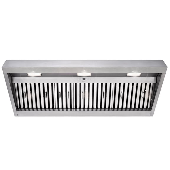 Akicon 48 inch Range Hood Insert, Stainless Steel 6 inch Ducted Built-in Vent Hood, 120 Volts, 1200 CFM, Dimmable LED Warm Lights, Dishwasher Safe Filters, 3 Speed