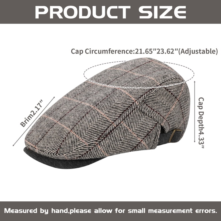 Bocaoying Men's Adjustable Newsboy Caps, 2-Pack Black/Grey photo 3
