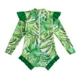 thumbnail image 4 of Kiijoy Toddler Girls Long Sleeve Zip-Up Rash Guard Tropical Ruffle One-Piece Swimsuit, 4 of 5