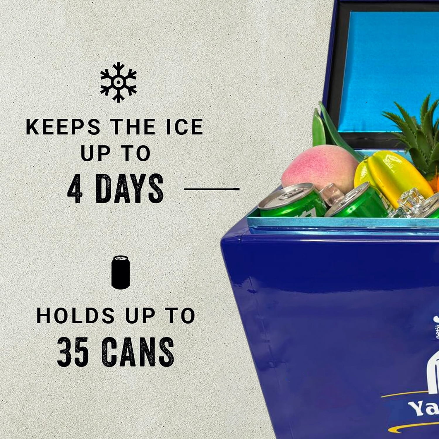 Yakimoto 20L Insulated Cooler Box With 4-Days Ice Retention, Portable Ice Chest -Reflex Blue, 35 Can Capacity, Lockable Metal Latches & Ergo Handle For Camping, Beach, Tailgating, Fishing