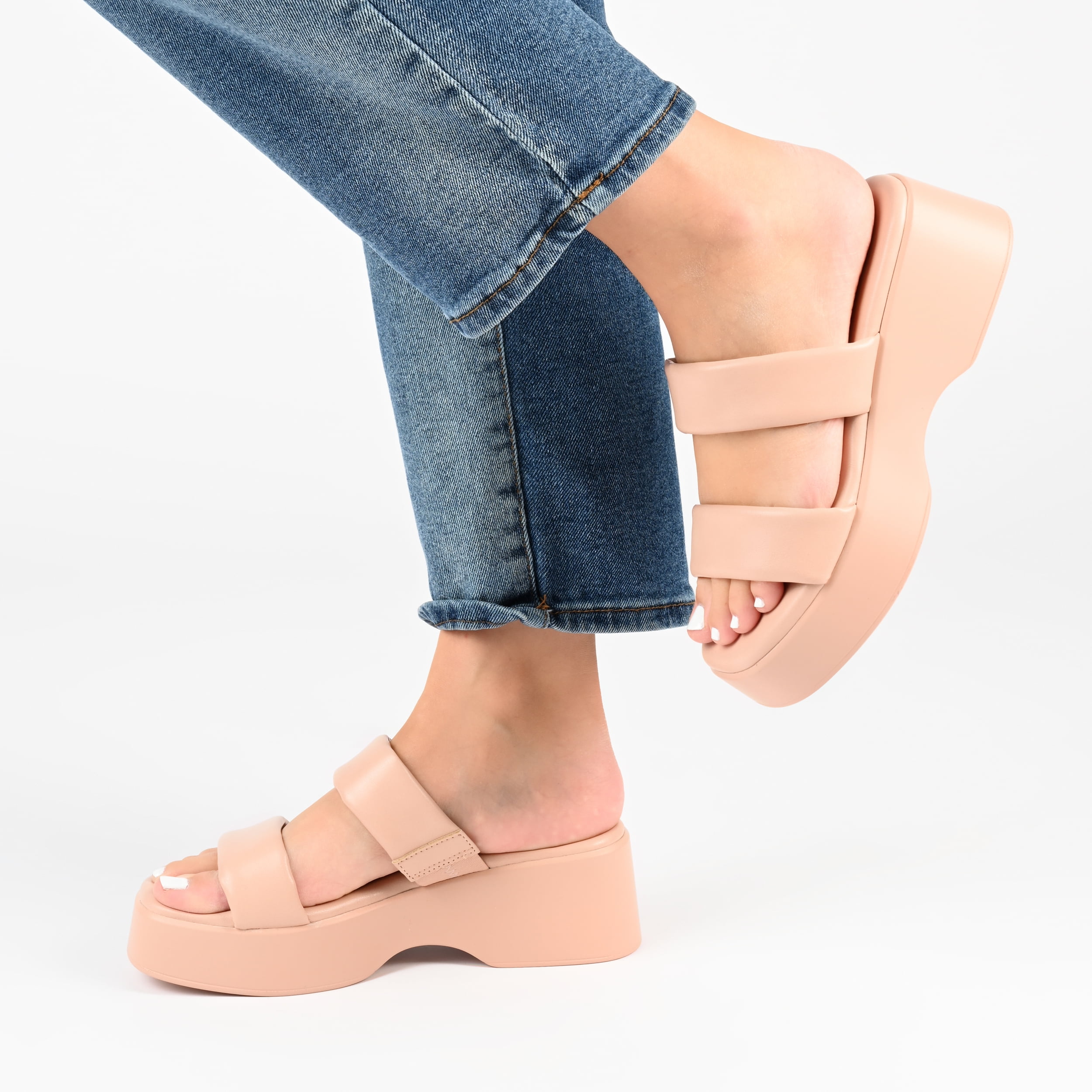 Journee Womens Veradie Slip On Platform Sandals