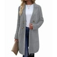 thumbnail image 2 of Women Fall Long Cardigan Sweater Trendy Knit Jacket Coat Dressy Blazer Coatigan Gray L, 2 of 7