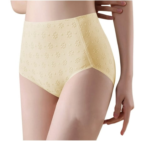 Wdfiry Women s Cotton Briefs Underwear Stretchy Breathable High Waist Tummy Control Panty Comfort Solid Color Floral Printed Brief