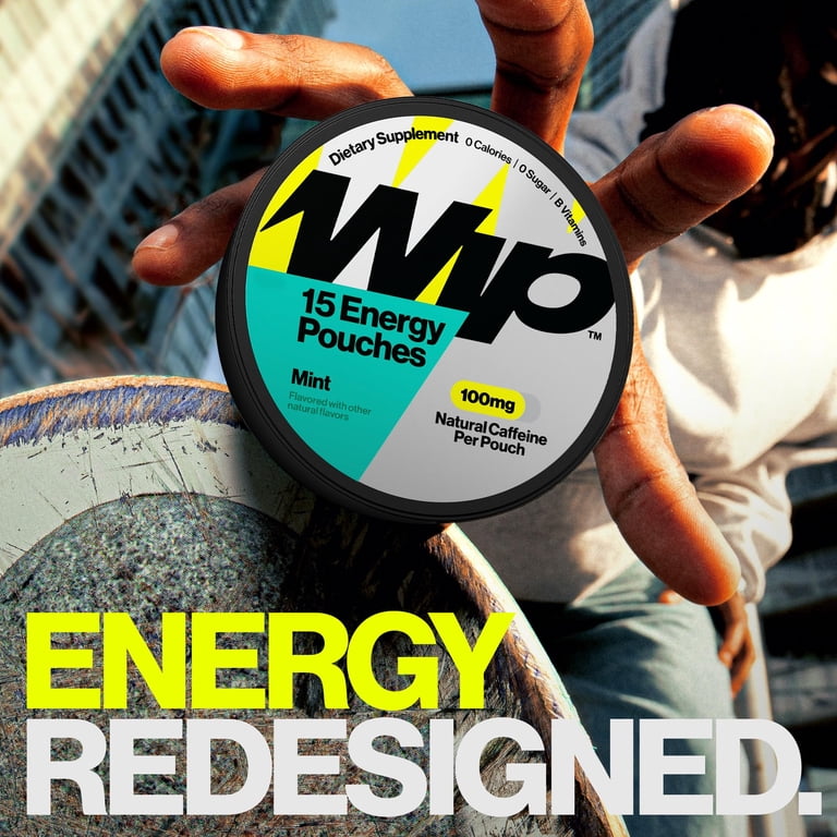 Wip Energy Pouches, 100mg Natural Caffeine, Mint Flavor, 15