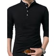 thumbnail image 1 of Sunloudy Hombres Primavera Otoño Slim Tops Color sólido Manga larga Cuello alto Camisas con botones Sunloudy moda, 1 of 6