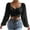Black, variant on Frostluinai Long Sleeve Crop Tops Women Deep V Neck Tie Front Shirts Solid Color Mesh Y2K T Shirts Casual Pleated Blouses Slim Fit Tees