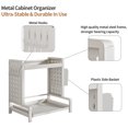 thumbnail image 4 of Spice Rack 2 Tier Metal Standing Kitchen Seasoning Storage Shelf with Hanging Basket Pull Out Countertop Organizer for Counter, Cabinet, Pantry, Bathroom, Bedroom (White), 4 of 15