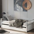 thumbnail image 3 of Costway Twin Size Trundle Daybed Wooden Slat Support Mattress Platform for Kids White, 3 of 10