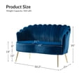thumbnail image 5 of Velvet Futon Loveseat Sofa, 2-Seater Upholstered Couch with Flower-Shaped Back and Gold Metal Legs, Navy Blue, 5 of 8