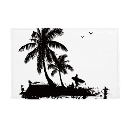 Beach Coconut Tree Illustration Pattern Ground Mat Non Slip Floor Bathroom Door Rug Carpet