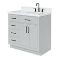 thumbnail image 5 of Ariel Hepburn 36 In. Right Offset Oval Sink Bathroom Vanity With Carrara White Quartz Countertop 1.5 Edge In Grey, 5 of 10