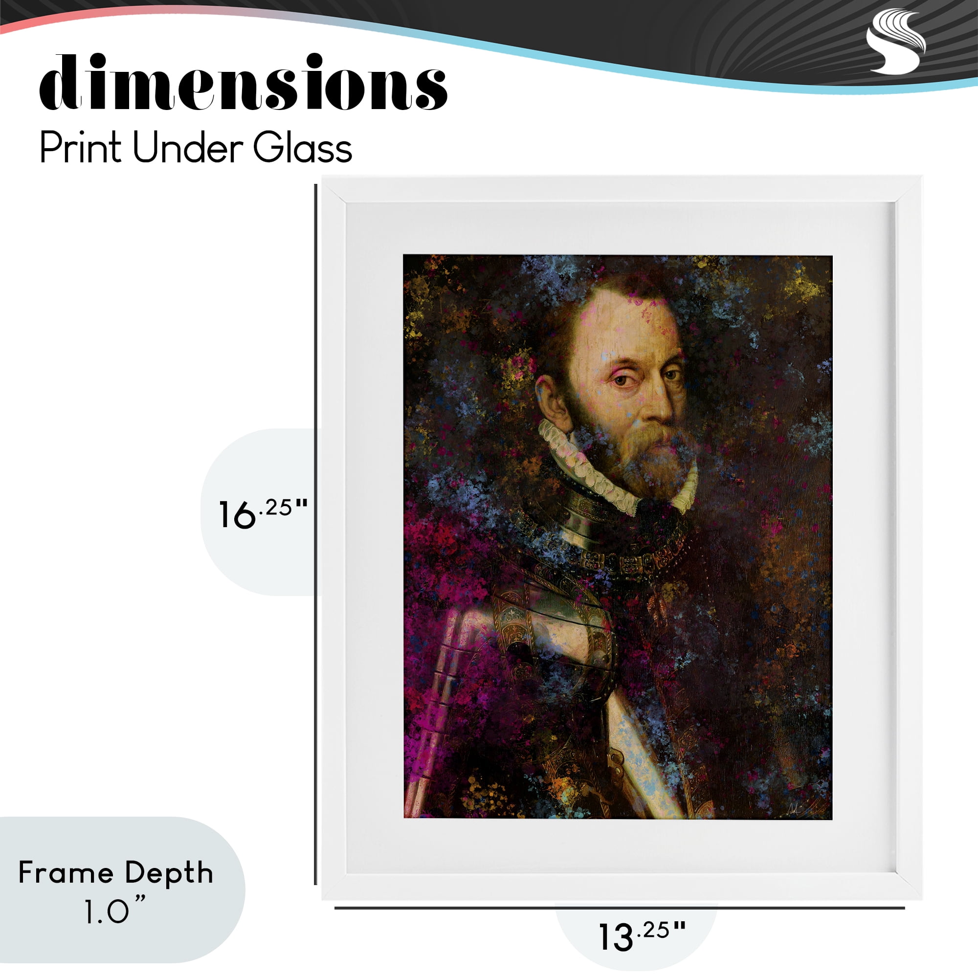 Stupell Industries Dappled Royalty Portrait White Framed Print Under Glass, design by Sarah Adams