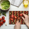 thumbnail image 4 of Retro Cutting Board, Colorful Abstract Funky Pattern Circles and Dots on Striped Background Geometric Art, Decorative Tempered Glass Cutting and Serving Board, Small Size, Multicolor, by Ambesonne, 4 of 5