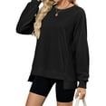 thumbnail image 3 of TEMOFON Fall Tops for Women Casual Long Sleeve Sweatshirts Dressy Crewneck Pullover Sweatshirts Tunic Shirts for Winter Clothes, 3 of 9