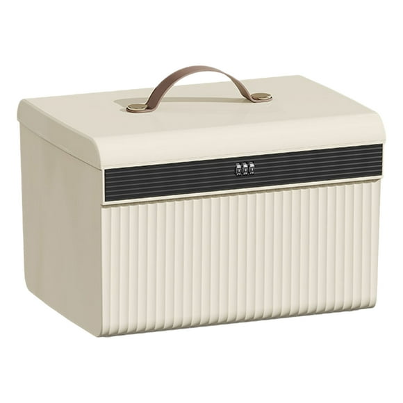 BRIGHTFUFU Combination Lock Lockable Storage Box White Alloy Plastic Container for Valuables