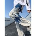 Streetwear Y2k Straight Baggy Jeans Pants Men Gradient Tiedye Wide leg