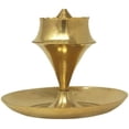 thumbnail image 2 of Brass Incense Agarbatti Stick Stand Holder with Plate Festive Puja Diwali Mandir Temple Handheld Agarbatti Burner with Ash Catcher (Approx. 10 Cm, Set of 2), 2 of 3