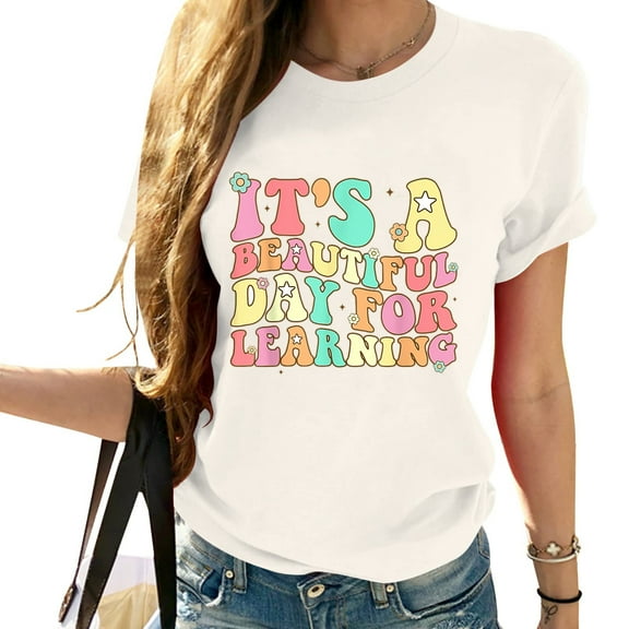 It'S Beautiful Day For Learning Retro Teacher Stud Fashionable Women's Short Sleeve T-Shirt - Graphic Design