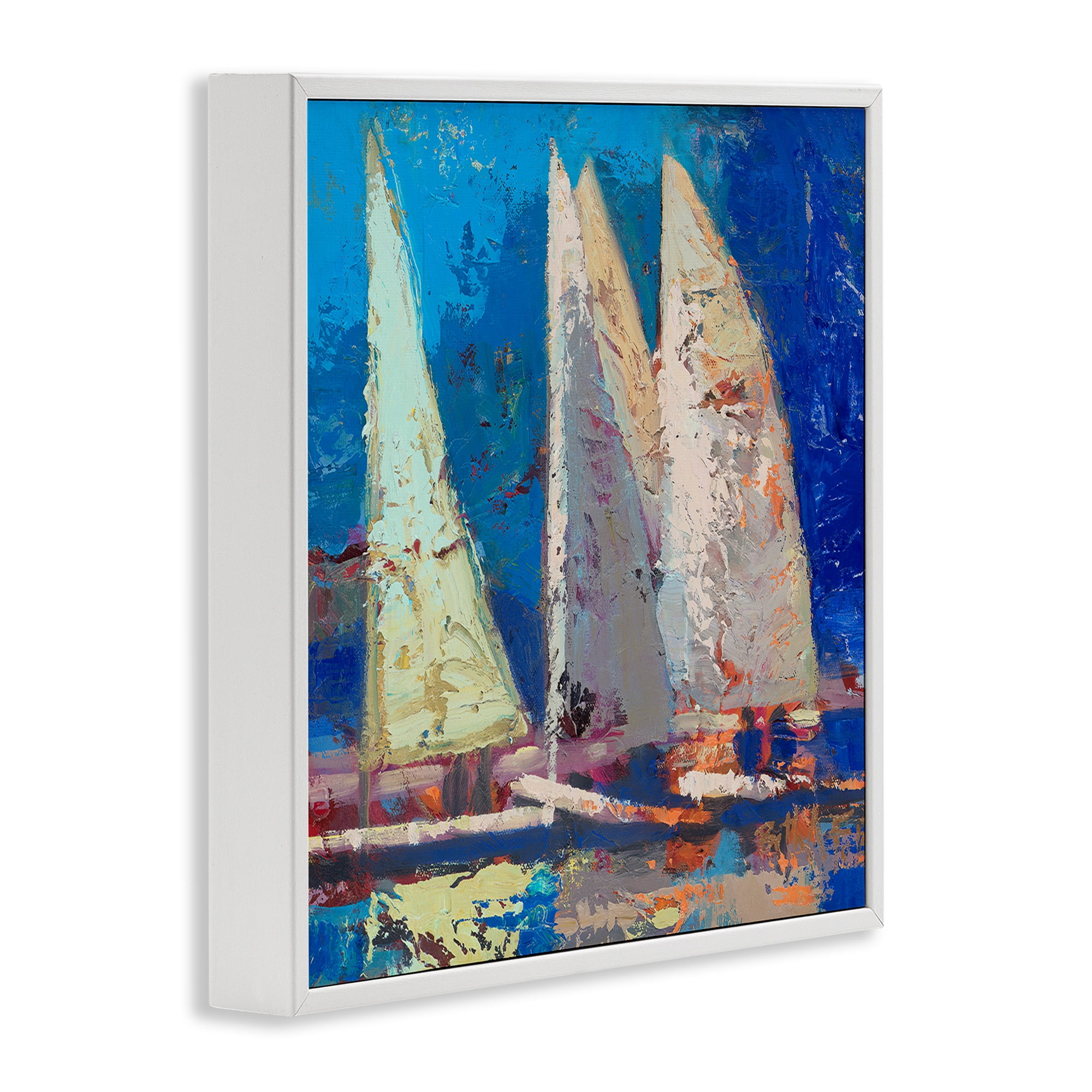 Stupell Industries A Strong Wind Sailboats White Framed Giclee Art, design by Beth A. Forst