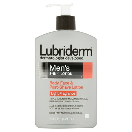 Lubriderm Mens 3-in-1 Lotion With Light Fragrance, 16 Fl. Oz.