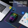 thumbnail image 5 of Wireless Mouse,Dual Wireless Rechargeable Gaming Mouse for PC/Mac/Laptop/Gamers,2.4GHz with USB Receiver,Bluetooth 5.2,7 RGB Light,3 Adjustable DPI，Black, 5 of 8